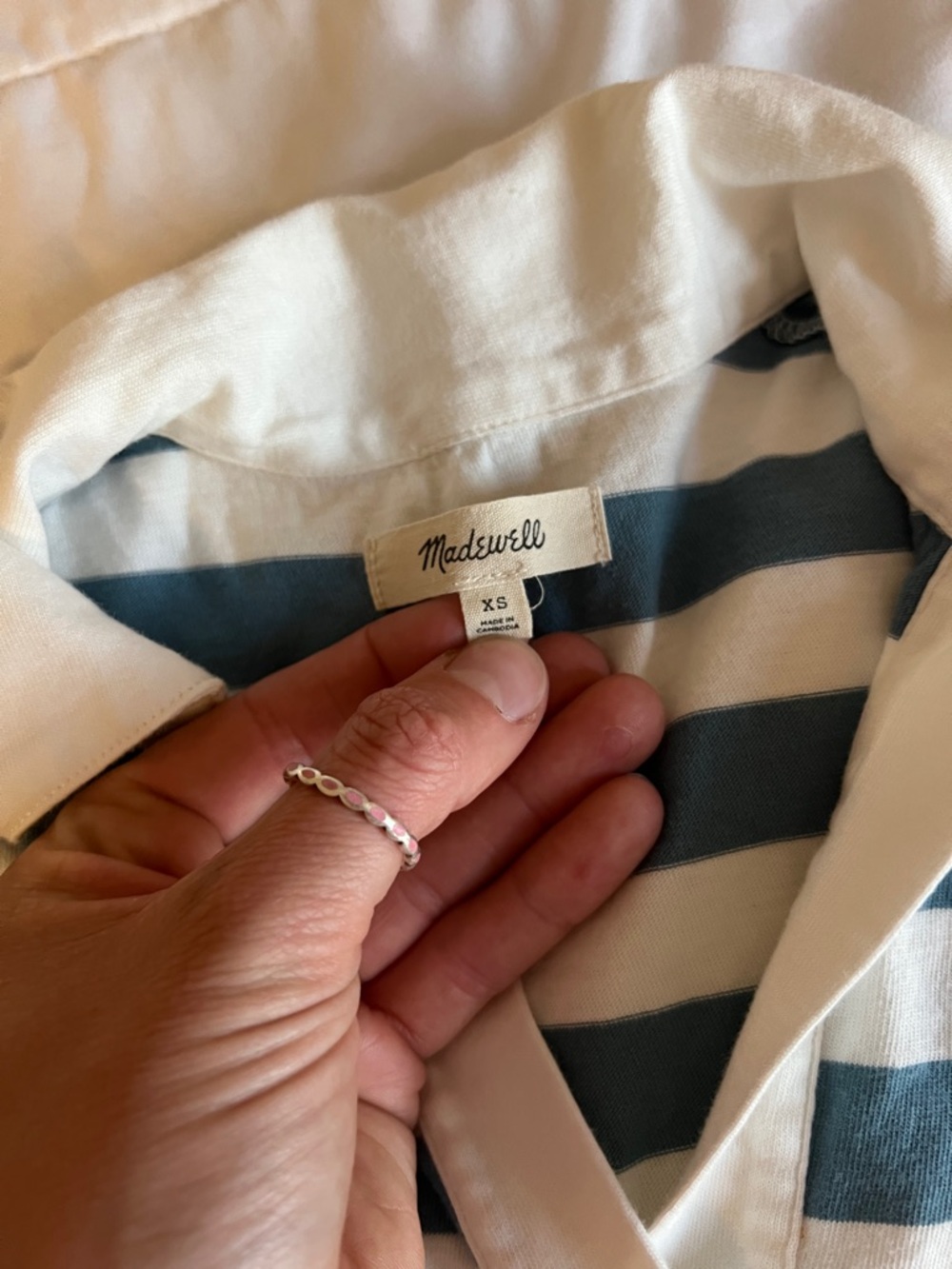 Madewell Blue and White Striped Polo Top size XS - Picture 2 of 5